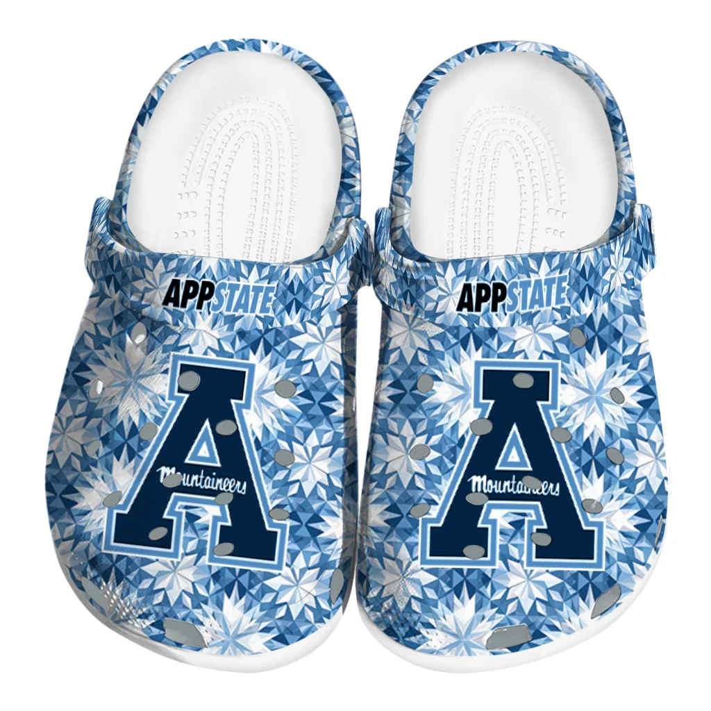 personalized appalachian state mountaineers snowflake mosaic clogs best selling personalized appalachian state mountaineers snowflake mosaic clogs best selling