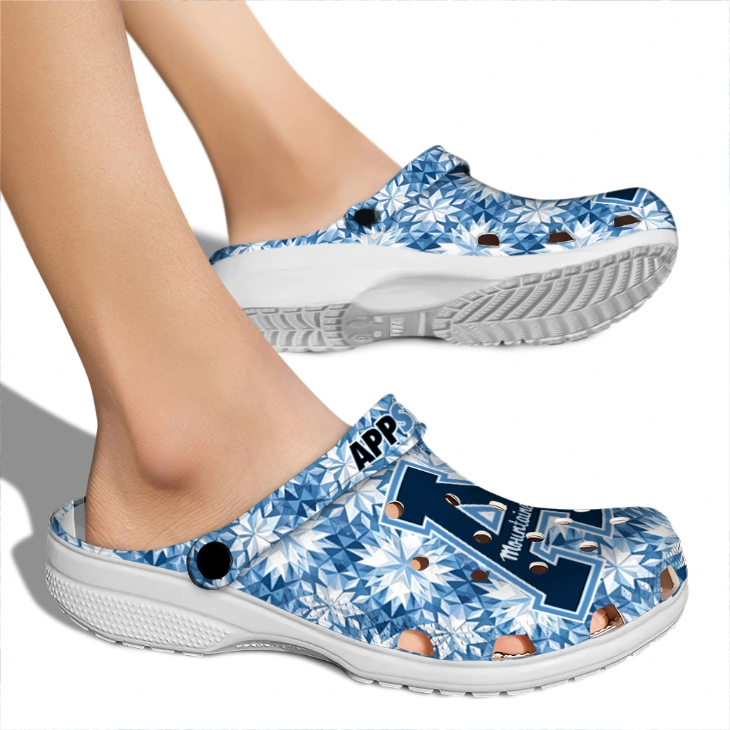personalized appalachian state mountaineers snowflake mosaic clogs fashion forward personalized appalachian state mountaineers snowflake mosaic clogs fashion forward
