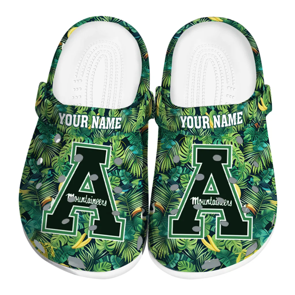 personalized appalachian state mountaineers tropical leaves clogs best selling personalized appalachian state mountaineers tropical leaves clogs best selling