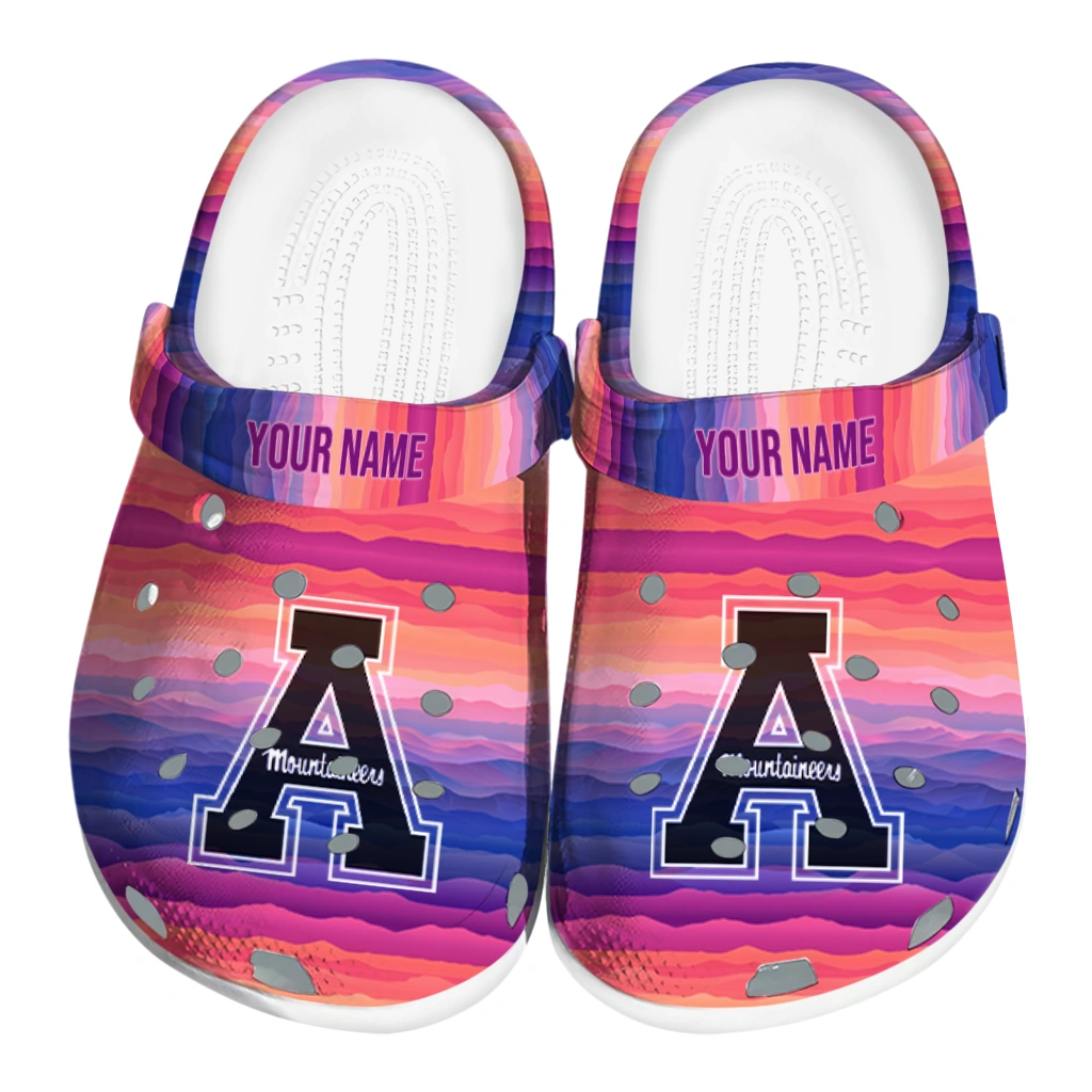 personalized appalachian state mountaineers wavy stripes clogs best selling personalized appalachian state mountaineers wavy stripes clogs best selling