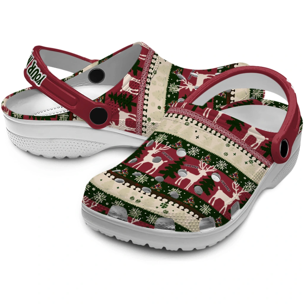 personalized arizona coyotes christmas motif clogs high quality personalized arizona coyotes christmas motif clogs high quality
