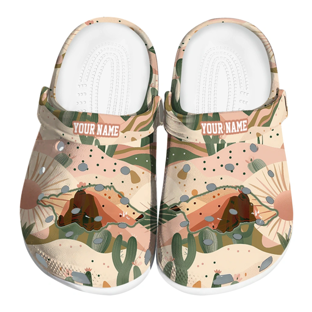 personalized arkansas razorbacks desert cactus pattern clogs best selling personalized arkansas razorbacks desert cactus pattern clogs best selling