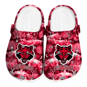 personalized arkansas state red wolves snowy hills clogs best selling