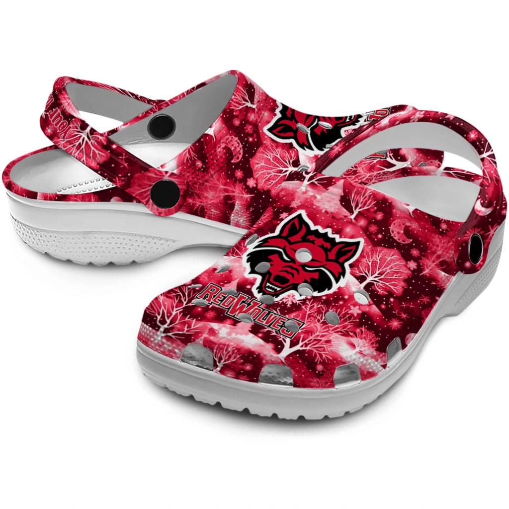 personalized arkansas state red wolves snowy hills clogs high quality personalized arkansas state red wolves snowy hills clogs high quality