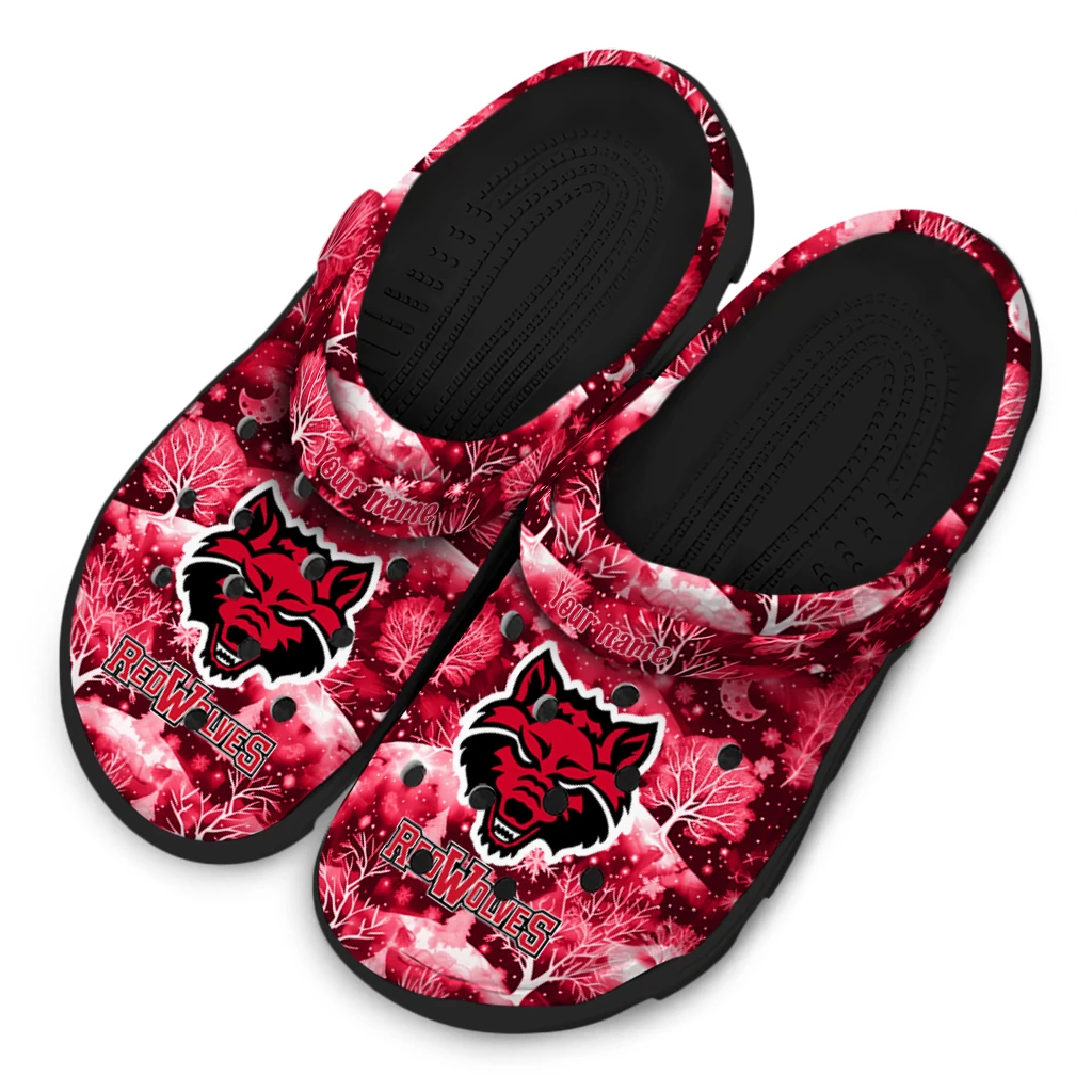 personalized arkansas state red wolves snowy hills clogs latest model personalized arkansas state red wolves snowy hills clogs latest model