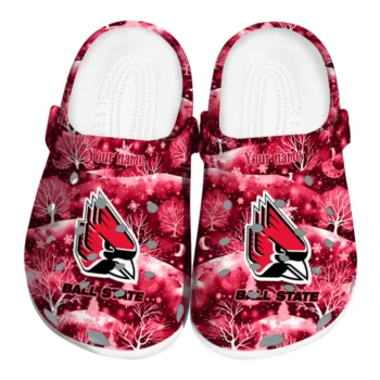 personalized ball state cardinals snowy hills clogs best selling
