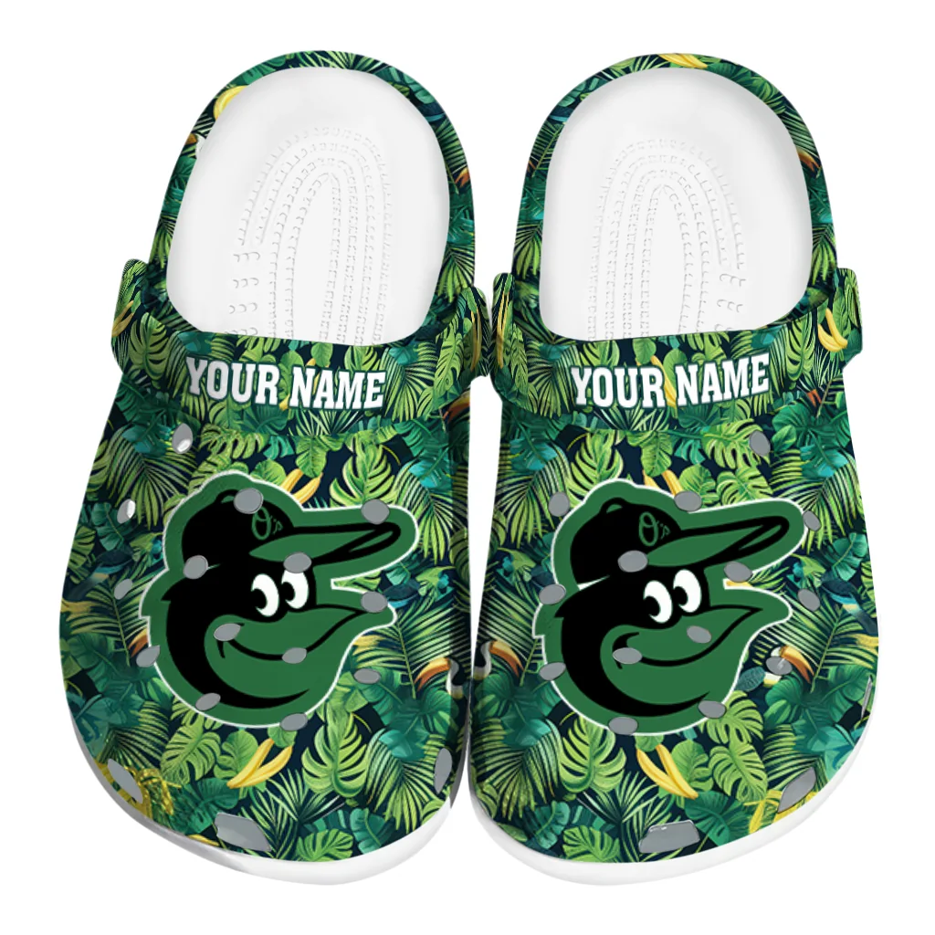 personalized baltimore orioles tropical leaves clogs best selling personalized baltimore orioles tropical leaves clogs best selling