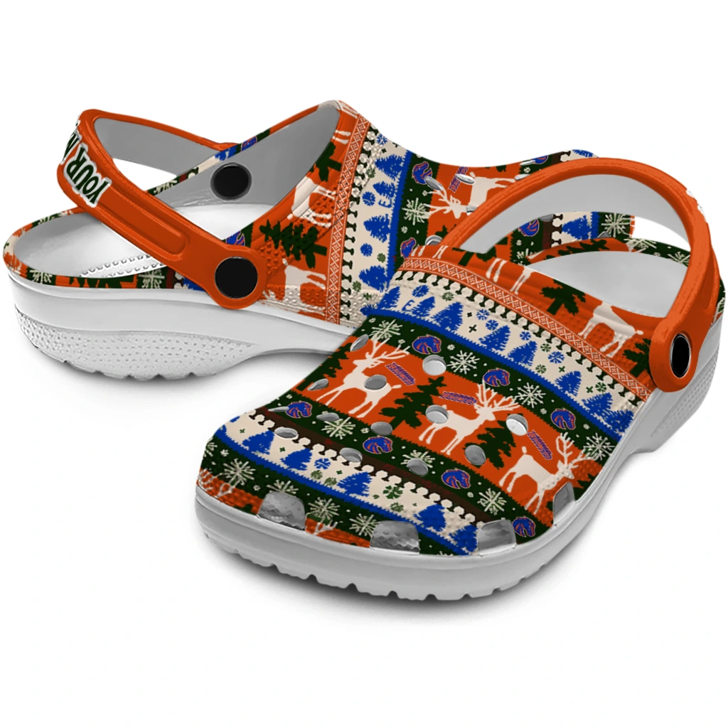 personalized boise state broncos christmas motif clogs high quality personalized boise state broncos christmas motif clogs high quality