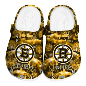 personalized boston bruins snowy hills clogs best selling