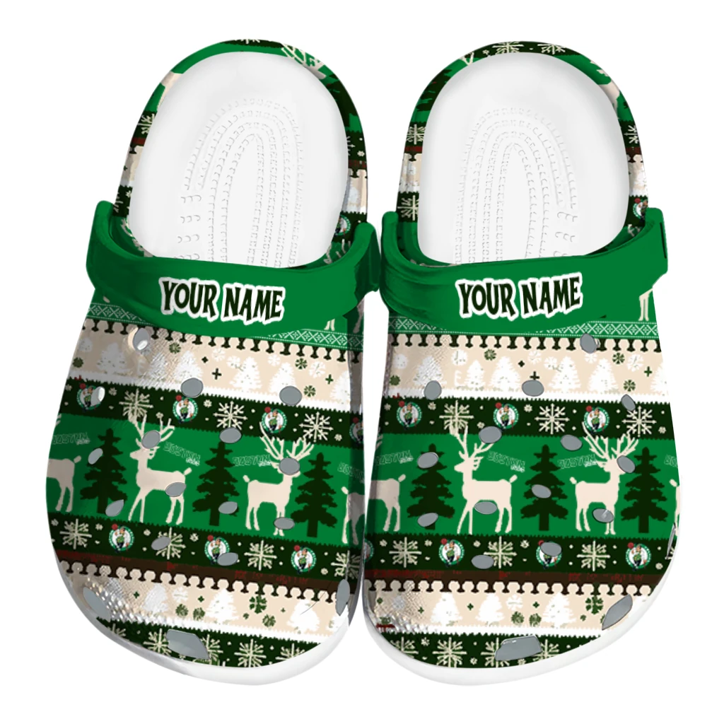 personalized boston celtics christmas motif clogs best selling personalized boston celtics christmas motif clogs best selling