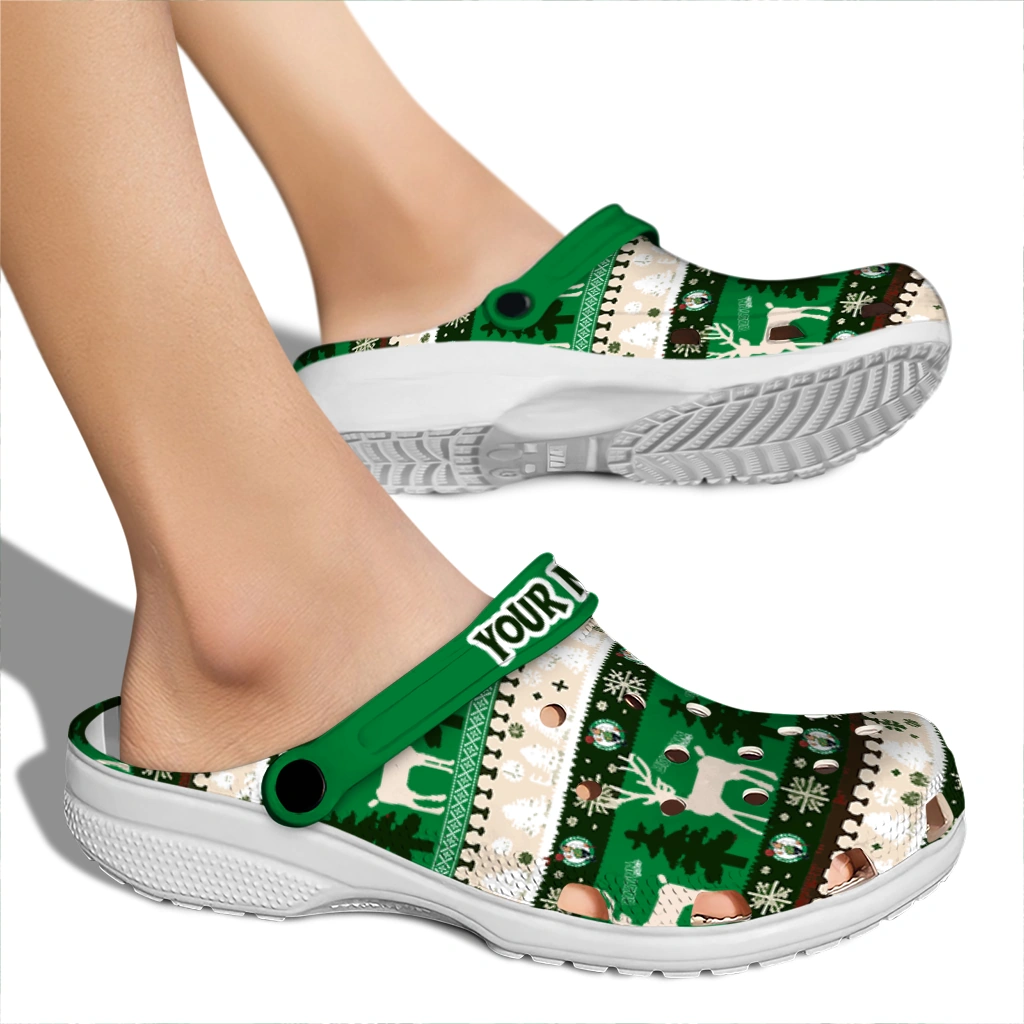 personalized boston celtics christmas motif clogs fashion forward personalized boston celtics christmas motif clogs fashion forward