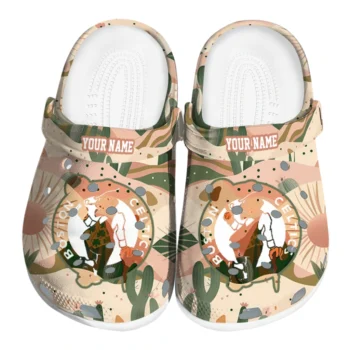 personalized boston celtics desert cactus pattern clogs best selling