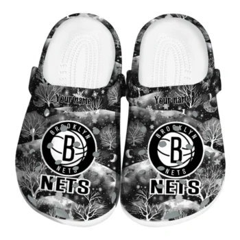 personalized brooklyn nets snowy hills clogs best selling