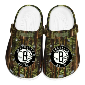personalized brooklyn nets woods forest designs clogs best selling