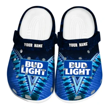 personalized bud light bud chevron blue black clogs best selling hey clogs