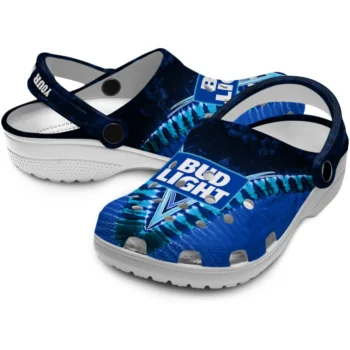 personalized bud light bud chevron blue black clogs high quality hey clogs