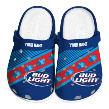 personalized bud light oval blue red clogs best selling hey clogs