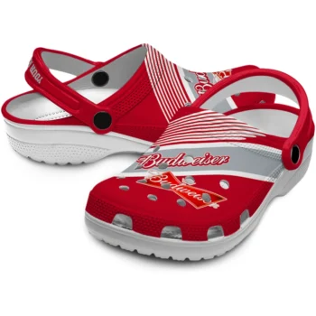 personalized budweiser ribbon red gray clogs high quality hey clogs