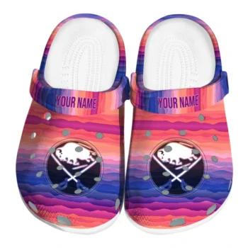 personalized buffalo sabres wavy stripes clogs best selling