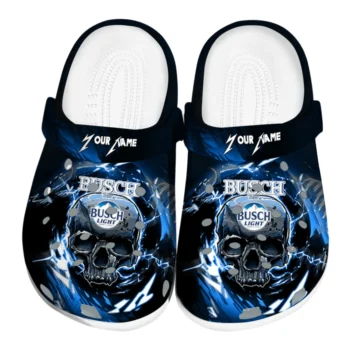 personalized busch light paw burst blue black clogs best selling hey clogs