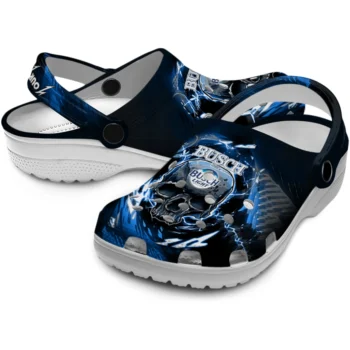personalized busch light paw burst blue black clogs high quality hey clogs