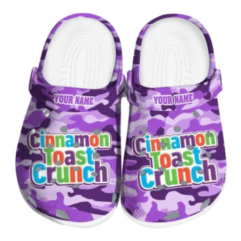 personalized cinamon toast crunch purple camou purple black clogs best selling hey clogs