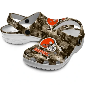 personalized cleveland browns snowy hills clogs high quality