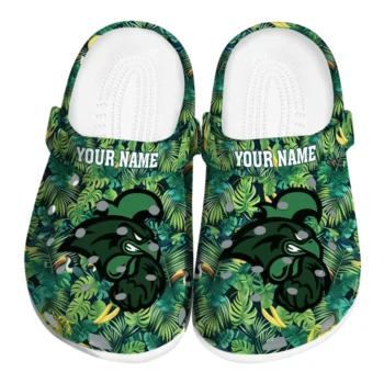 personalized coastal carolina chanticleers tropical leaves clogs best selling