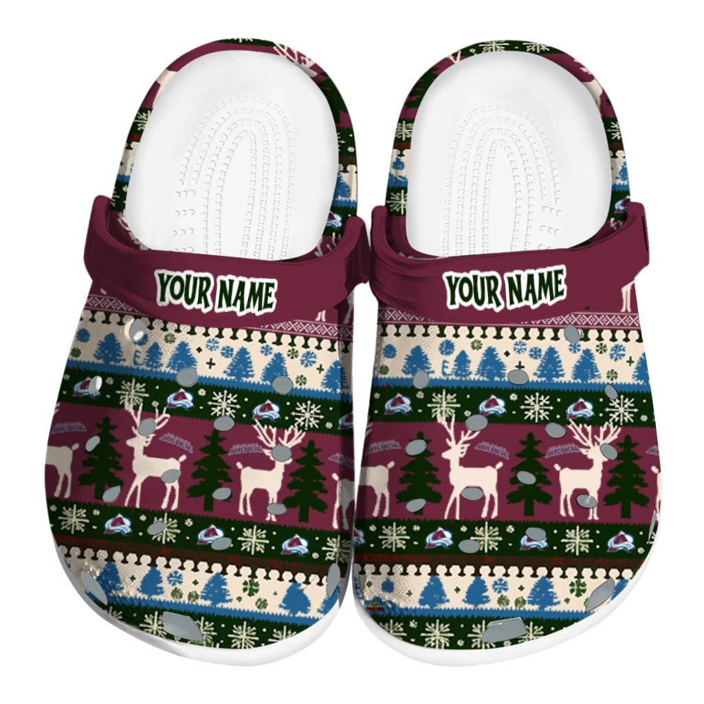 personalized colorado avalanche christmas motif clogs best selling personalized colorado avalanche christmas motif clogs best selling