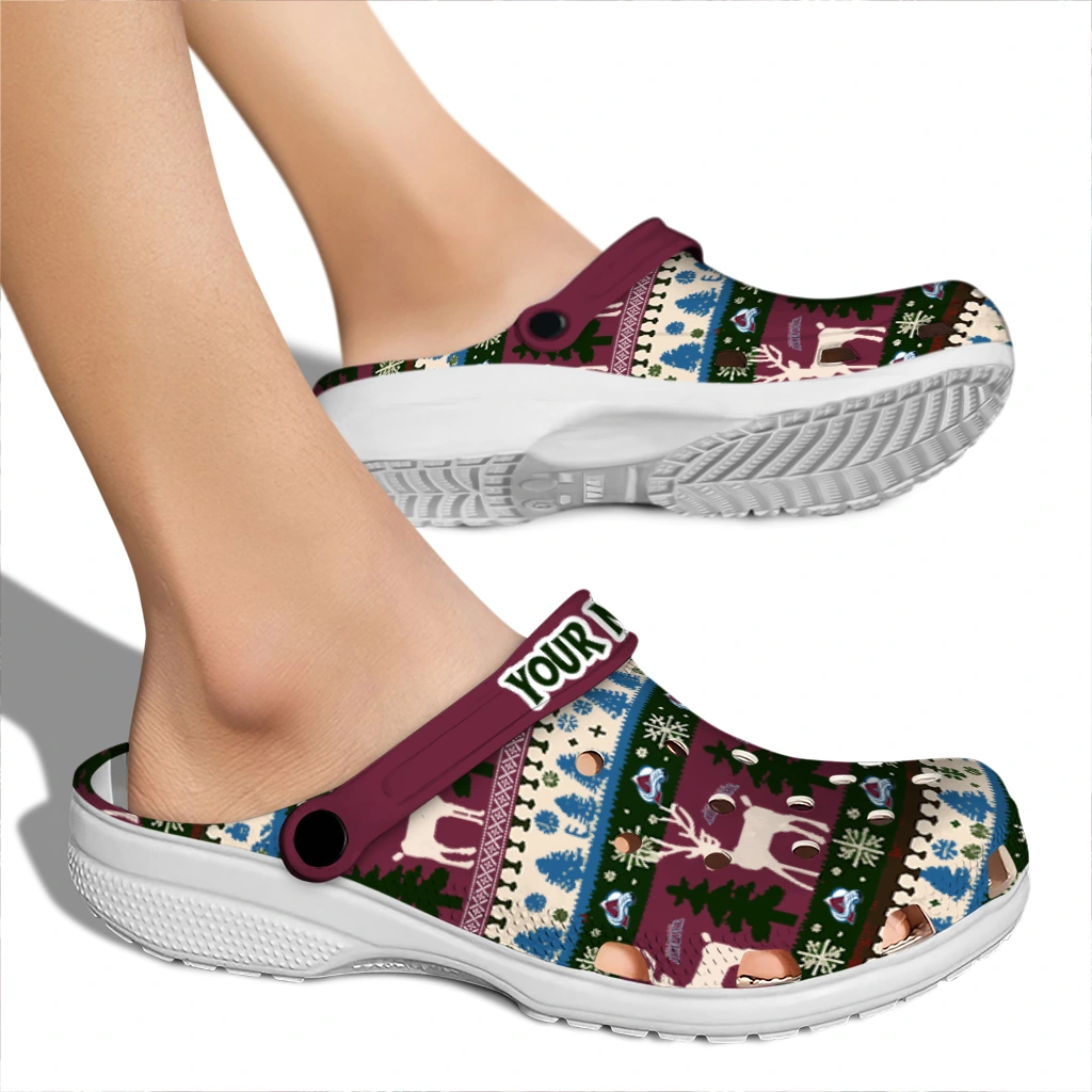 personalized colorado avalanche christmas motif clogs fashion forward personalized colorado avalanche christmas motif clogs fashion forward