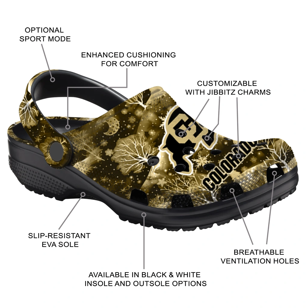 personalized colorado buffaloes snowy hills clogs new arrival personalized colorado buffaloes snowy hills clogs new arrival