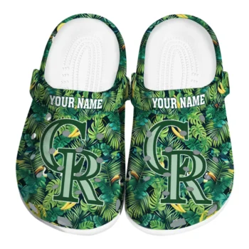personalized colorado rockies tropical leaves clogs best selling