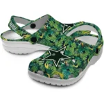 personalized dallas cowboys tropical leaves clogs best selling