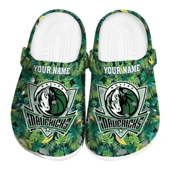 personalized dallas mavericks tropical leaves clogs best selling