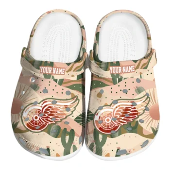 personalized detroit red wings desert cactus pattern clogs best selling