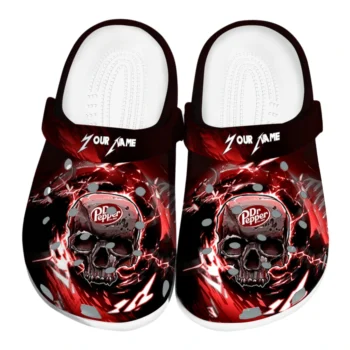 personalized dr pepper skull flash red black clogs best selling hey clogs