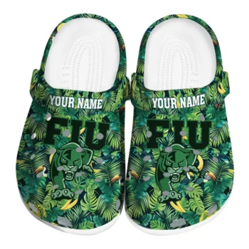 personalized fiu panthers tropical leaves clogs best selling