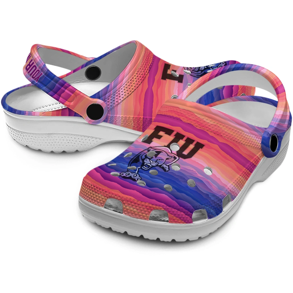 personalized fiu panthers wavy stripes clogs high quality personalized fiu panthers wavy stripes clogs high quality