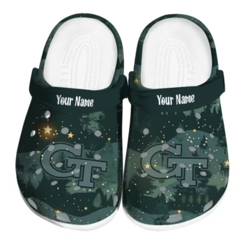 personalized georgia tech yellow jackets deer nightscape clogs best selling