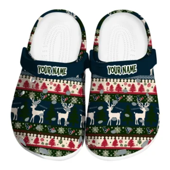 personalized houston texans christmas motif clogs best selling