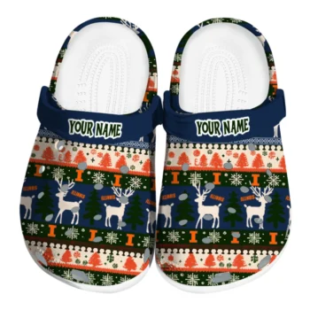 personalized illinois fighting illini christmas motif clogs best selling