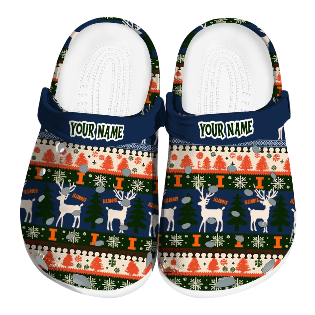 personalized illinois fighting illini christmas motif clogs best selling personalized illinois fighting illini christmas motif clogs best selling
