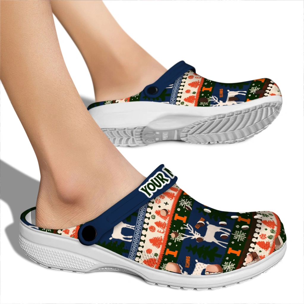 personalized illinois fighting illini christmas motif clogs fashion forward personalized illinois fighting illini christmas motif clogs fashion forward
