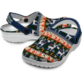 personalized illinois fighting illini christmas motif clogs high quality