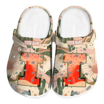 personalized illinois fighting illini desert cactus pattern clogs best selling