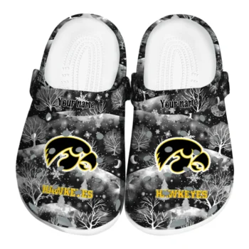 personalized iowa hawkeyes snowy hills clogs best selling