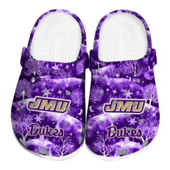 personalized james madison dukes snowy hills clogs best selling