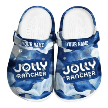 personalized jolly rancher flow texture blue white clogs best selling hey clogs