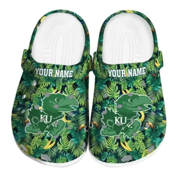 personalized kansas jayhawks tropical leaves clogs best selling