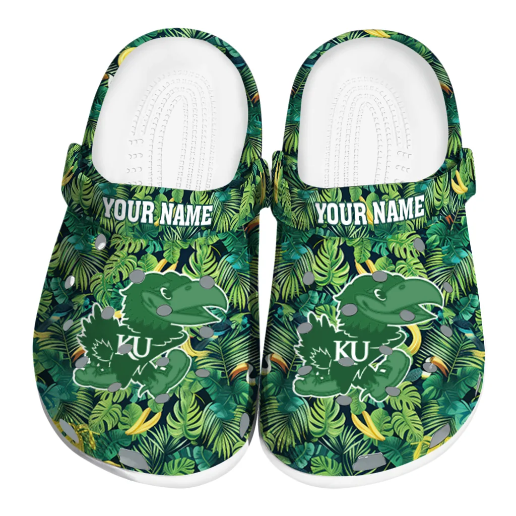 personalized kansas jayhawks tropical leaves clogs best selling personalized kansas jayhawks tropical leaves clogs best selling